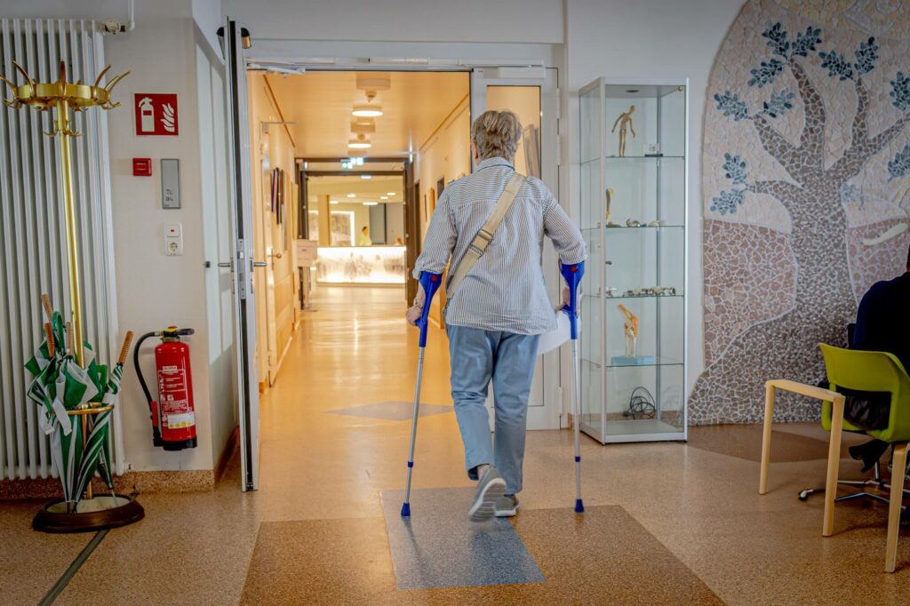 Patient leaving the hospital