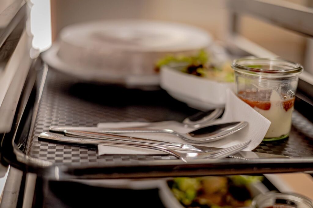 tray with food in the hospital